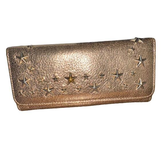JIMMY CHOO Long Wallet Studs Leather Authentic USED EUC with Box and COA - Picture 1 of 9
